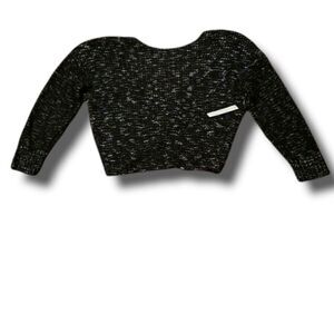 New Abound Womens‎ Knotted Long Sleeve Marbled Black Sweater Size Small